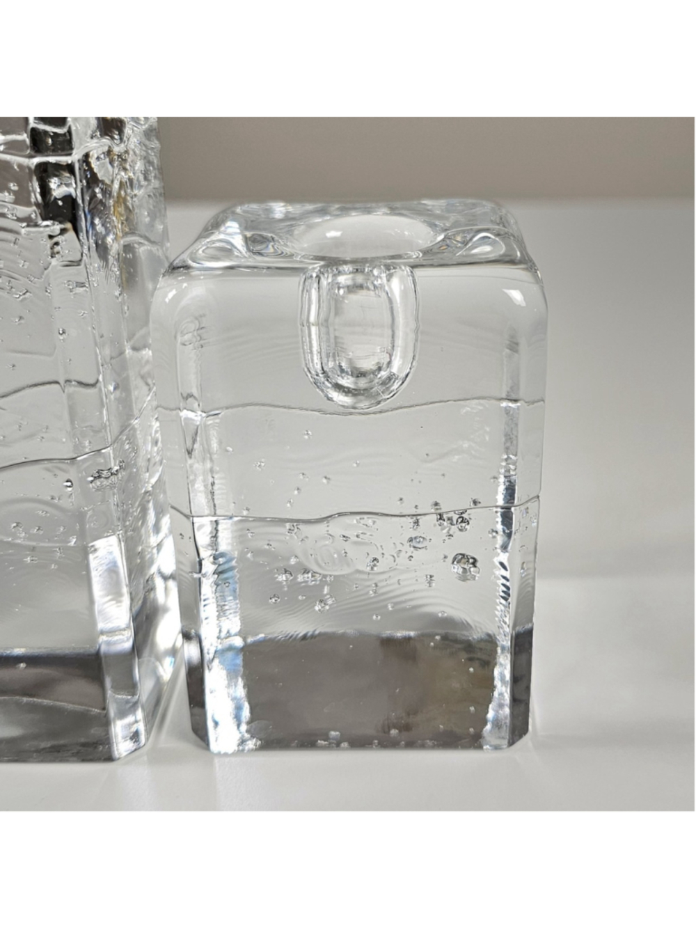 VTG Pair Iittala Finland Arkipelago Glass Candle Holders Timo Sarpaneva Ice MCM - Picture 10 of 10
